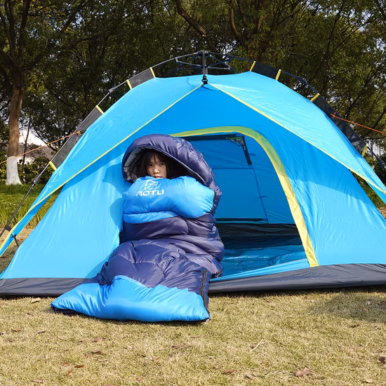 Sac de couchage momie en duvet d'oie de Camping imperméable et portatif léger 4 saisons