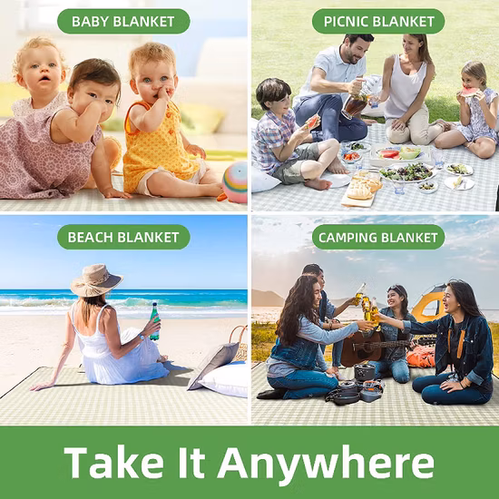 Tapis surdimensionné de couverture de pique-nique de plage imperméable pliable extérieur fait sur commande